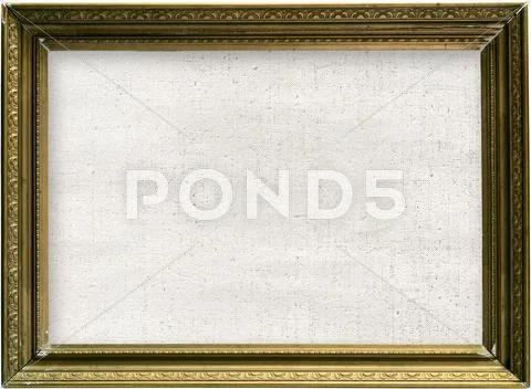 Canvas and golden frame Stock Photos