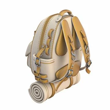 Canvas and leather backpack Back side view 3D Illustrazione stock