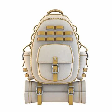Canvas and leather backpack Front view 3D Stock Illustration