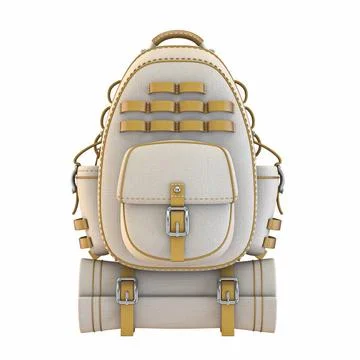 Canvas and leather backpack Front view 3D Canvas and leather backpack Fron... Stock Photos