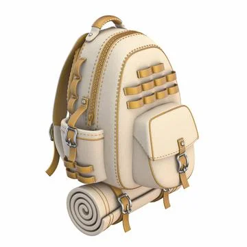 Canvas and leather backpack Front side view 3D Canvas and leather backpack... Stock Photos