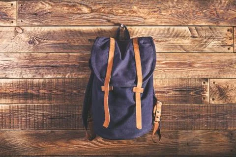 Canvas and leather backpack Stock Photos