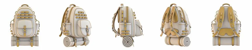 Canvas and leather backpack Rotating view 3D Illustrazione stock