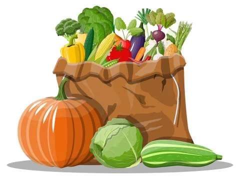 Canvas bag full of vegetables. Stock Illustration