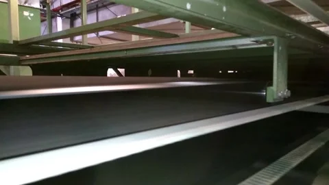 Canvas folding machine works.Textile manufacturing. Fabric manufacturing. Stock Footage 122212438