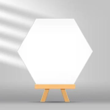 Canvas frame artistic hexagon with easel for art painting, picture canvas a.. 스톡 일러스트