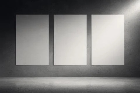 Canvas frames on cement grunge wall background Illustrazione stock