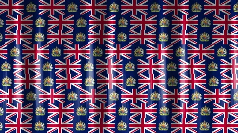 A canvas of tiles in the form of moving flags and coats of arms of Great Britain Stock Footage 148557760