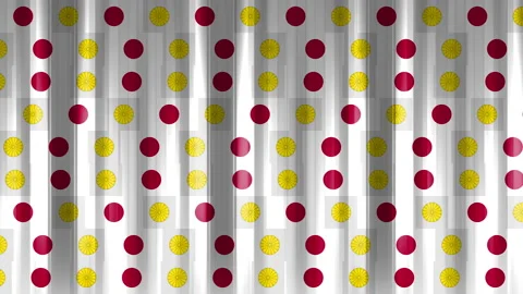 A canvas of tiles in the form of moving flags and coats of arms of Japan Stock-Footage 148559720