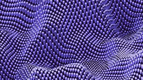 Canvas waves of small spheres. Design. 3d metallic glowing beads moving up and Stock Illustration