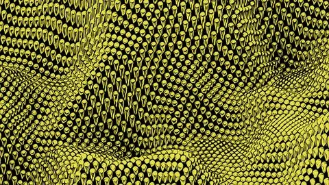 Canvas waves of small spheres. Design. 3d metallic glowing beads moving up and Stock Illustration