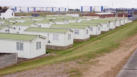 Canvey static caravan Video stock 336496634