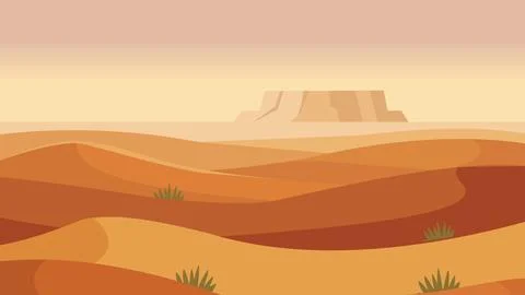 Canyon Across Sand Waves Flat Design Illustrazione stock