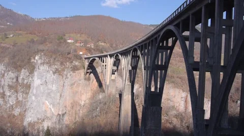 Canyon bridge aerial view Stock Footage 46978875