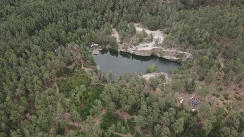 The canyon is in the center of the frame, trees are growing around. Stock Footage 144470296