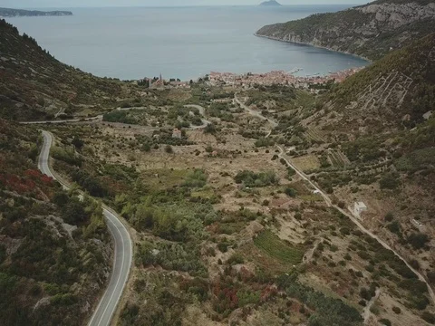 Canyon European Port Town Stock Footage