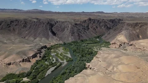 Canyon, flight over a work of nature, creation of water and rocks Video stock 247288075