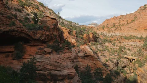 A canyon with a mountain in the background Stock Footage 128777321