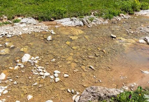 Canyon of a mountain river, the structure of rocks coming to the surface, wal Stock Photos