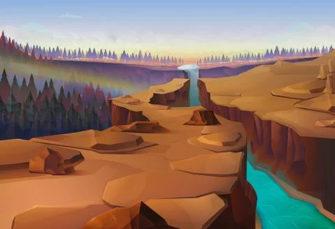 Canyon, nature vector background Stock Illustration