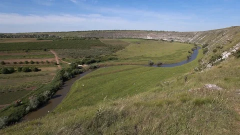 Canyon panorama over the river Stock Footage 114496731