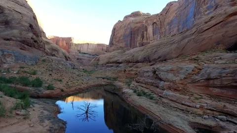 Canyon reflection with desert landscape. Stock Footage 305862542
