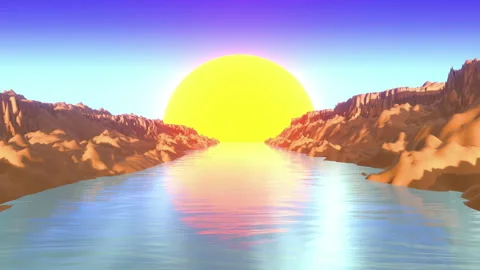 Canyon River and Sun Background Stock Footage 272945084