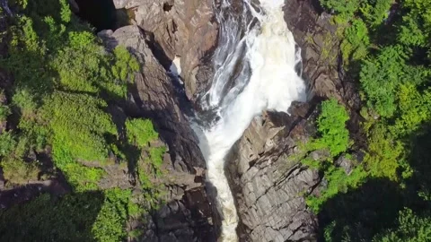 Canyon Sainte Anne Quebec Epic Aerial Drone Cinematic Waterfall Family Shot 動画素材 266964375