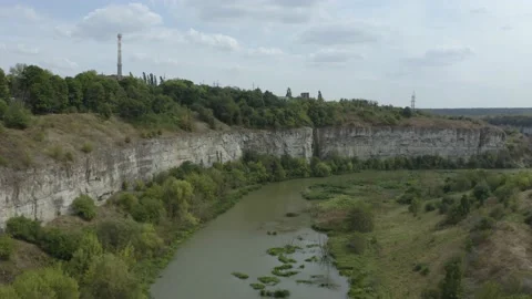 A canyon surrounded by greenery. Stock Footage 131378526
