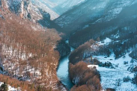 Canyon of Tara river (Kanjon reke Tare) in Montenegro Stock Photos