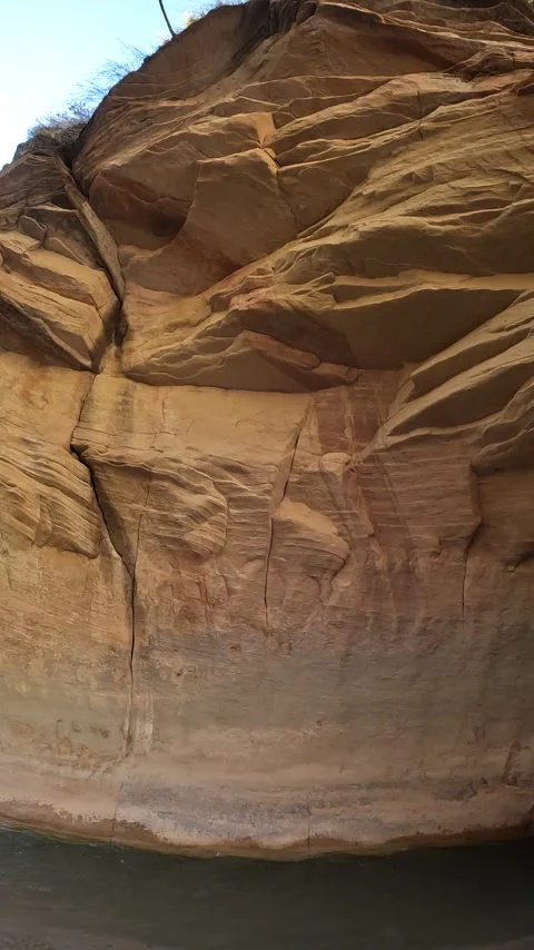 The Canyon Walls begin in the Upper Narrows of Zion, Top-Down Trail, Zion Stock Footage 278194206
