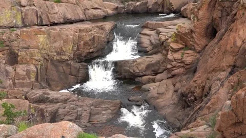 Canyon Waterfall - Witchita Mountains Stock Footage 278014257