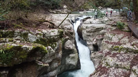 Canyon white cliffs deep river gorge span Stock Footage 246631146