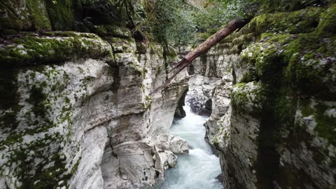 Canyon White rocks deep river gorge. In Video stock 246641874