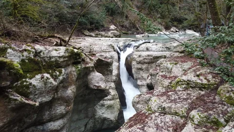 Canyon White rocks waterfall Stock Footage 246815543