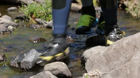 Canyoning - step on the water Stock Footage 58871277