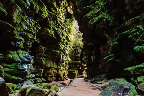 Canyons of waterfall called Buraco do Padre in Ponta Grossa, Parana, Brazil Stock Photos