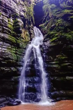 Canyons of waterfall called Buraco do Padre in Ponta Grossa, Parana, Brazil Stock Photos