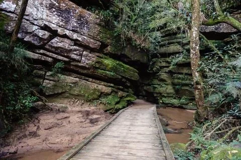 Canyons of waterfall called Buraco do Padre in Ponta Grossa, Parana, Brazil Stock Photos