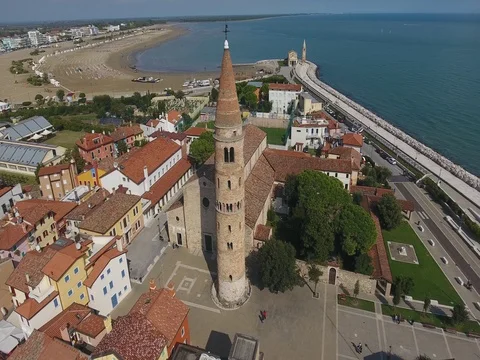 Caorle town with a chapel Stock Footage 80290774