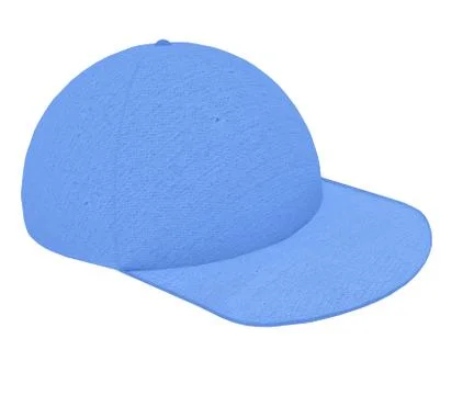 Cap 3d render blue textured cotton on white background Stock Illustration