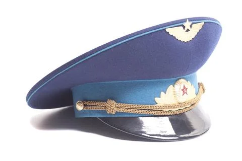 Cap of air force of Soviet Union aviation Isolated on white. Foto stock