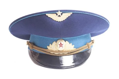 Cap of air force of Soviet Union aviation Isolated on white. Stock-Fotos