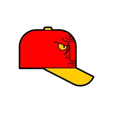 Cap angry. evil Baseball cap. vector illustration Stock Illustration
