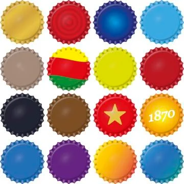 Cap beer bottle icon in several colors. Layered. Easy change color and drawing. Stock Illustration