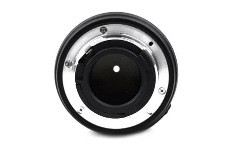 Cap of a black colored digital camera isolated on a white paper background Stock Photos