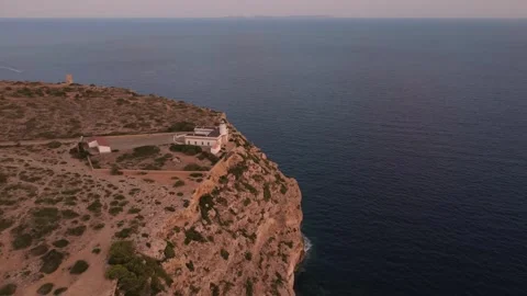 Cap Blanc Lighthouse and Cliffs, Mallorca Majorca Spain – Aerial 4K Drone View Stock Footage 315369895