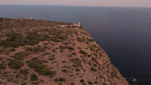 Cap Blanc Lighthouse, Mallorca, Majorca — Aerial Drone 4K Establishing Static Sh Stock Footage 315369910