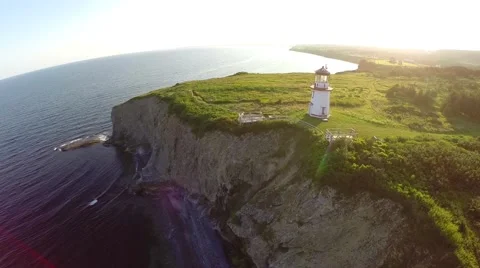 Cap Blanc Perce lighthouse in Gaspe Peninsula, Quebec, Canada Vídeos de archivo 53269839