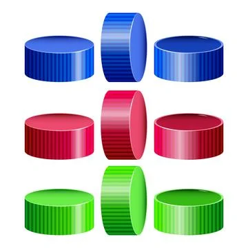 Cap Bottle Plastic Material Multicolor Set Vector Stock Illustration